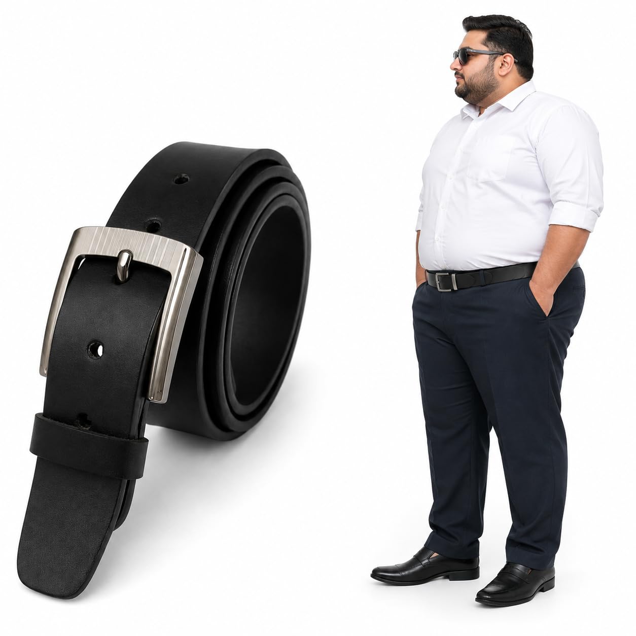 justin dustin Men's Plus Size Genuine Leather Belt, 3Xl, 4XL, 5xl, 6Xl, Black, 1.5 Inch Wide-picture-32