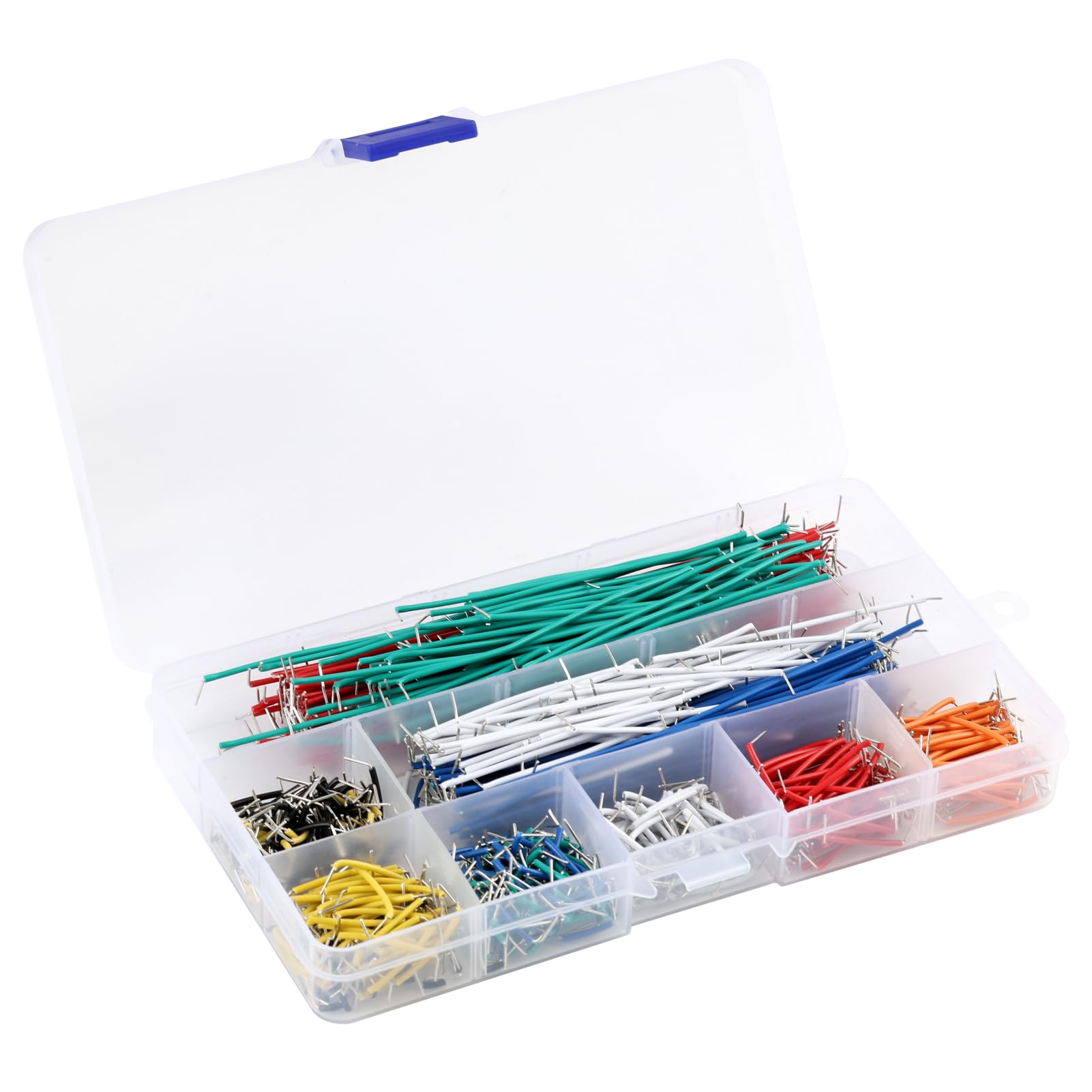 840 Pezzi Cavi Jumper per Breadboard, Cavi Mâle-Mâle a Forma di U, 14 Lunghezze Assortite, U Shape Jumper Wire Breadboard, Scatola di Stoccaggio in Plastica per Progetti Elettronici