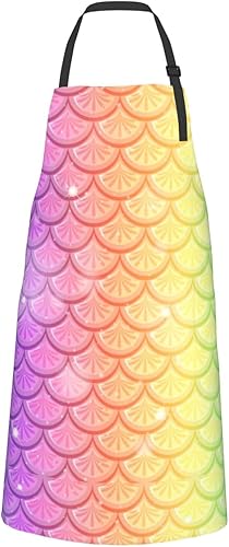 Miniatura 6 de Delantales para mujer con bolsillos, delantal de chef ajustable, correa para el cuello, delantal de cocina