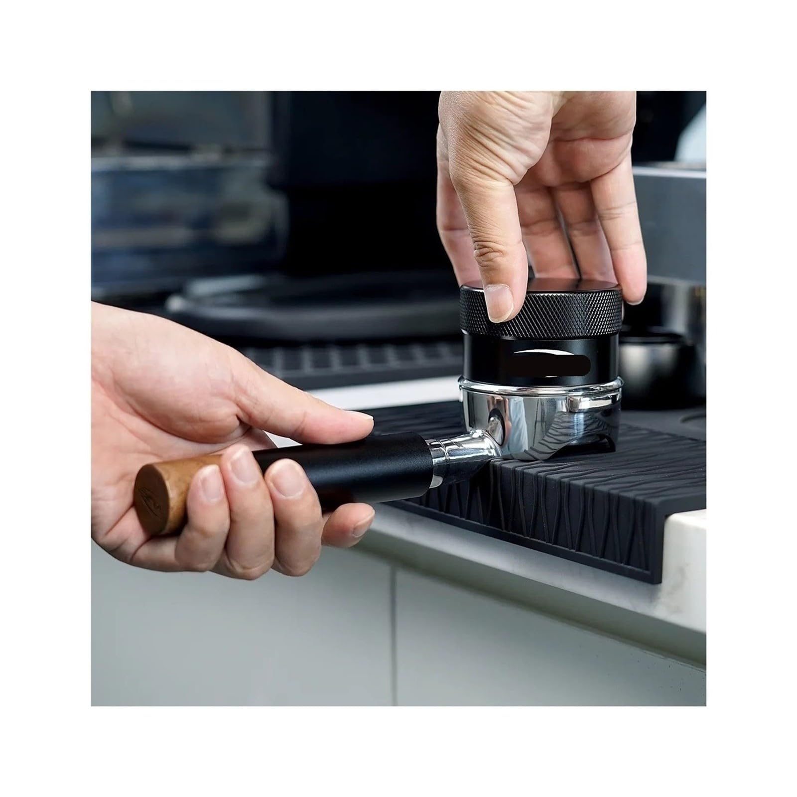 Portafiltro Sin Fondo De Trabajo Abierto,Compatible Con IKAPE | Acero Inoxidable Y Noche Espresso Mango 54 / 58 Mm Cesta De Alta Precisión De Extracción(58mm E61 Black)