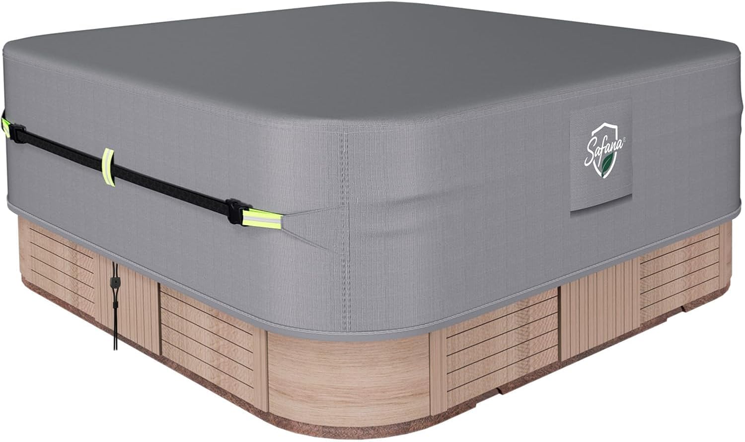 Safana Hot Tub Cover Protector 85 x 85 x 20 inch Square Hot Tub SPA Cover Cap Replacement Outdoor 500D Oxford Durable Windproof Waterproof Shelter Snug Fit, Grey for Superior UV Reflective Protection
