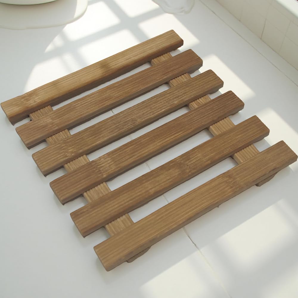 Doğal Bambu Nihale, Kare Şekilli, 15x15 cm, Sıcak Tencere Altlığı