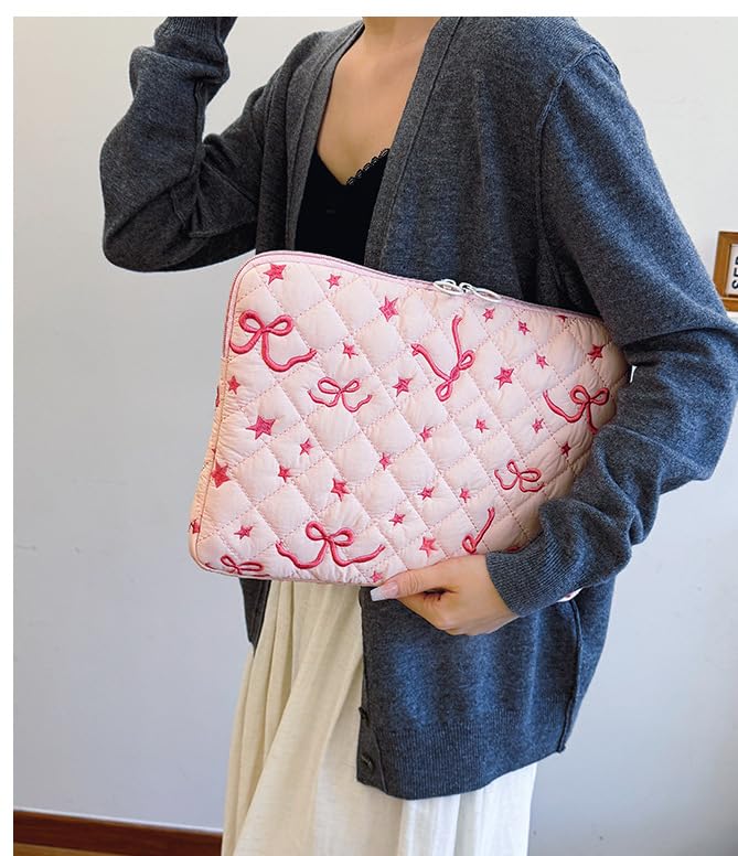 Funda para portátil acolchada con lazo rosa 13 pulg miniatura 2