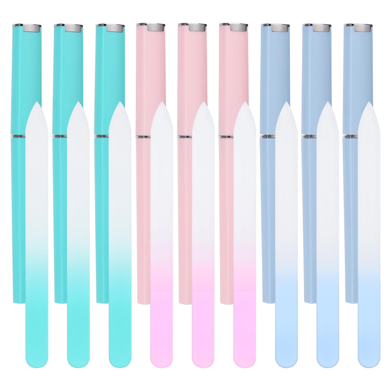 9 Pack Glass Nail File with Case for Natural Nail