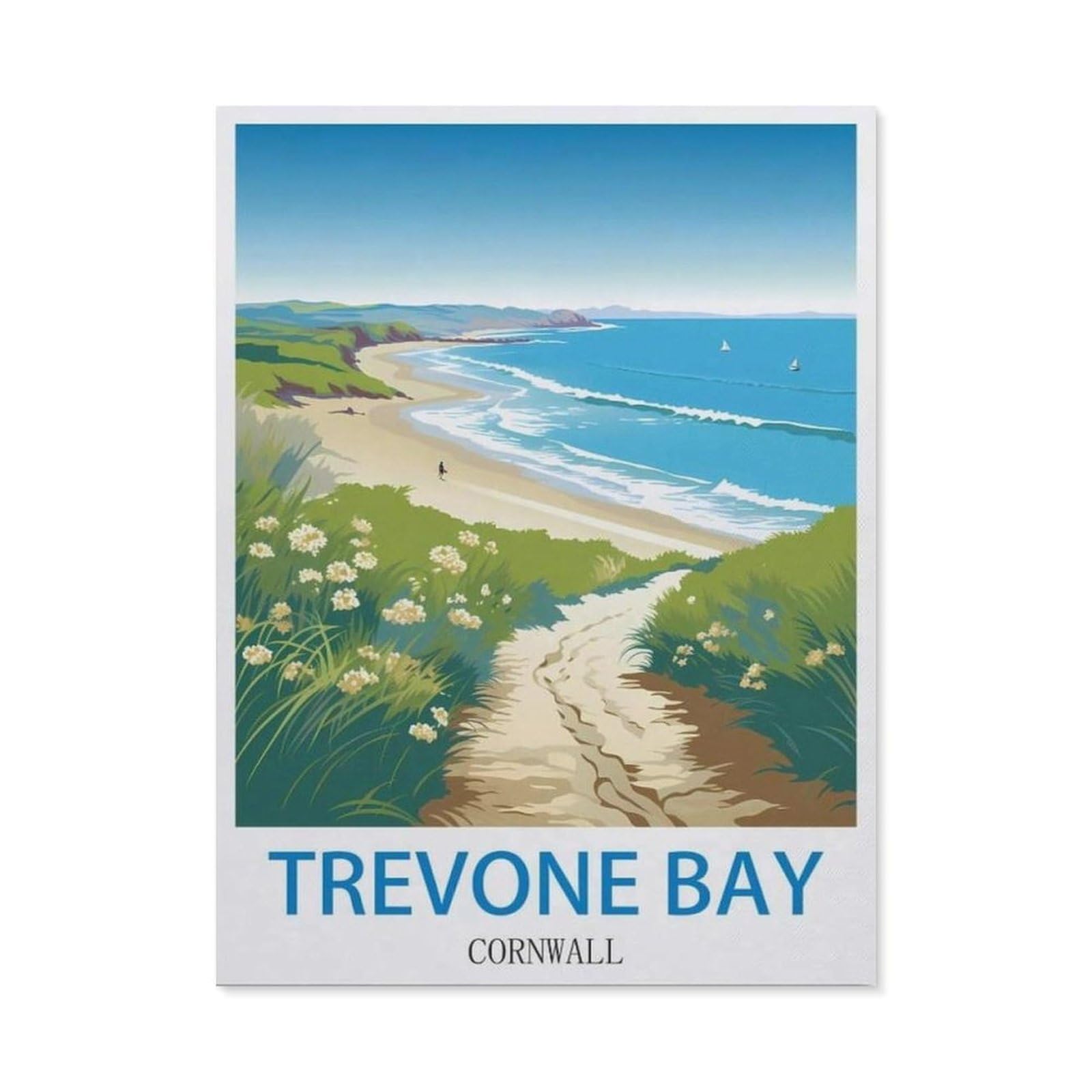 BEAYODKP Diamond Painting Kits ，Trevone Bay Cornwall ， Surf（40 x 50 cm）