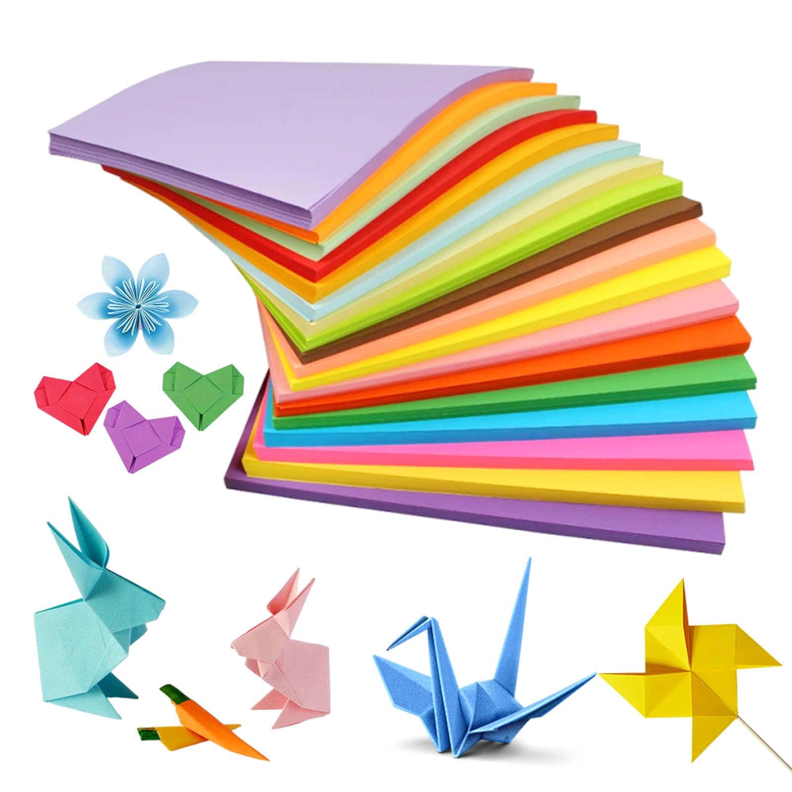 100 Sheets A4 Coloured Paper, 20 Colors Origami Paper 70gsm Copy Papers Children Handmade Cardstock Double Sided Coloured Crafting Papers for DIY Arts Crafts, Cutting, Drawing
