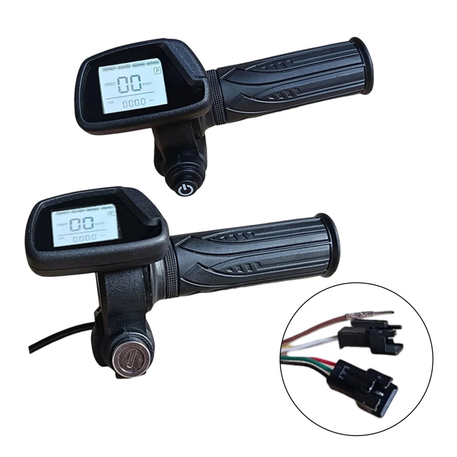 Acceleratore for Manubrio Bici elettrica 48V Acceleratore Hall a 5 Pin con Display LCD Compatibile con acceleratore a Pollice for Controllo velocità e-Bike E-Scooter(Key Start 36V)