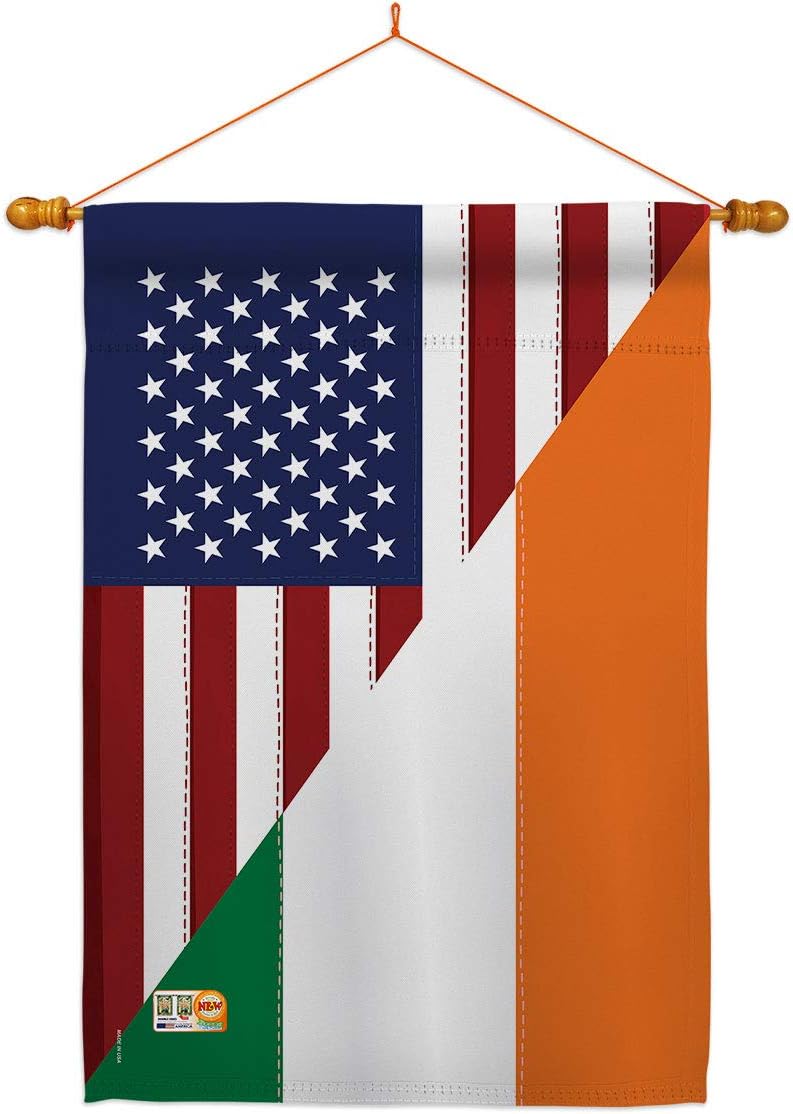 US Irish Friendship House Flag Dowel Set Regional USA American Alliance World Country Particular Area Small Decorative Gift Yard Banner Made In 28 X 40
