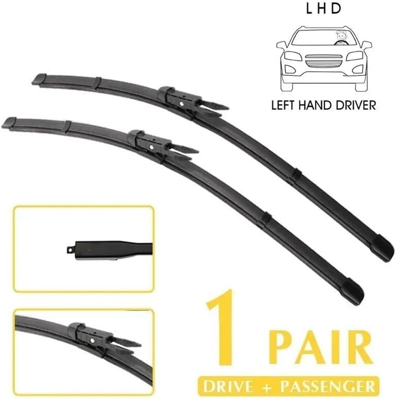 Hoja deflectora de lluvia para automóviles Escobillas de limpiaparabrisas de Coche, para Mercedes-Benz para Slk Clase R171 2004-2011 Parabrisas Ventana Delantera 22(BLACK Left Steering)