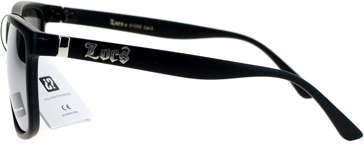 Locs Mirror Lens Gangster Oversized Rectangular horned Sunglasses Silver