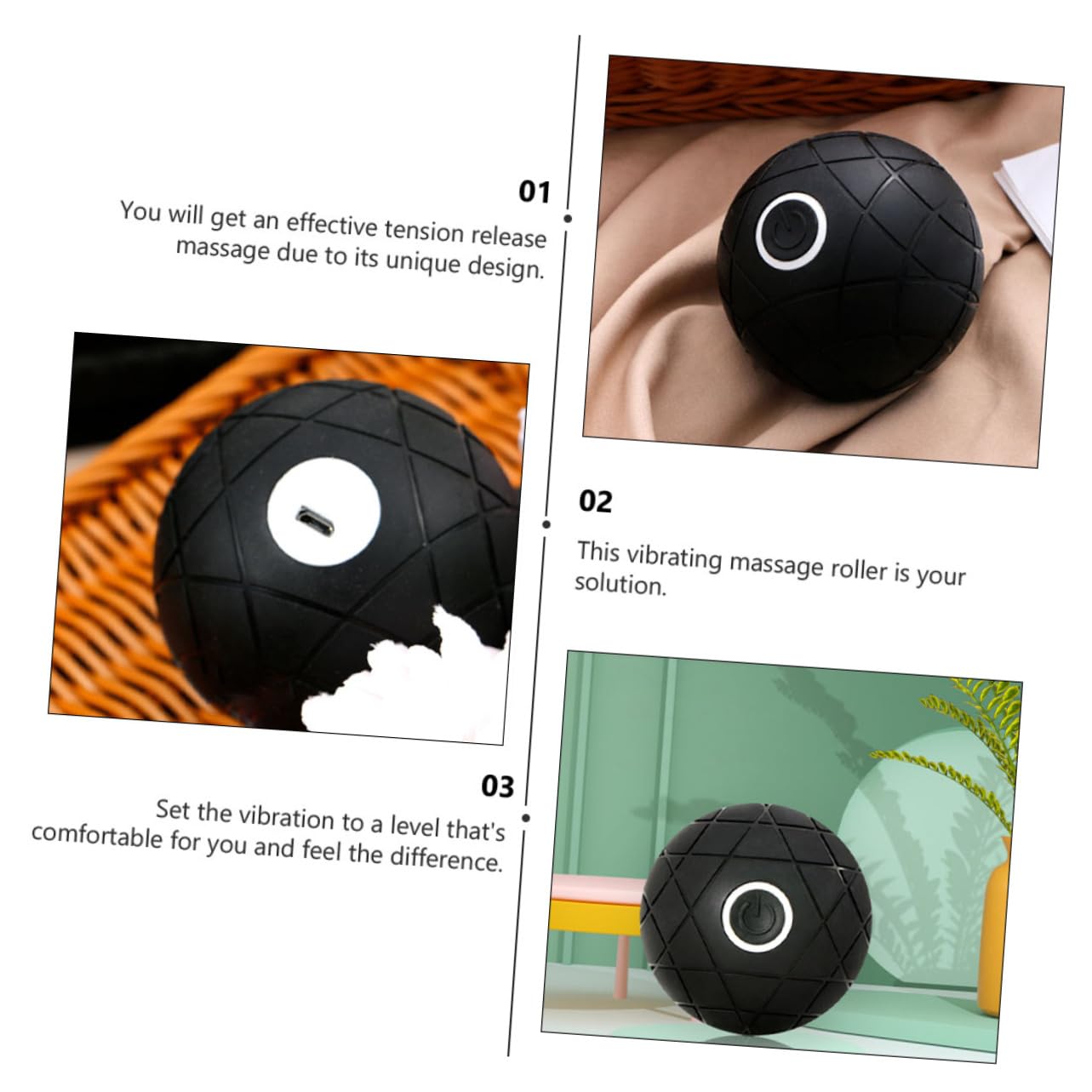 Healvian bola de masaje de vibración massage roller masajeadores eléctricos bola de vibrante de vibratoria electrica de recargable rodillo de pelota de yoga