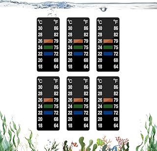 Adhesive Fish Tank Thermometer Strip Aquarium Thermometer Sticker Display 64-86℉ (18-30℃) Brewing Thermometer Test Strip 6 PCS (1.58" x 0.67")