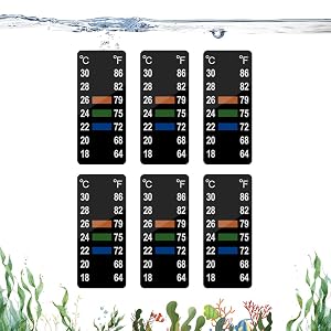 Adhesive Fish Tank Thermometer Strip Aquarium Thermometer Sticker Display 64-86 18-30 Brewing Thermometer Test Strip 6 PCS 1