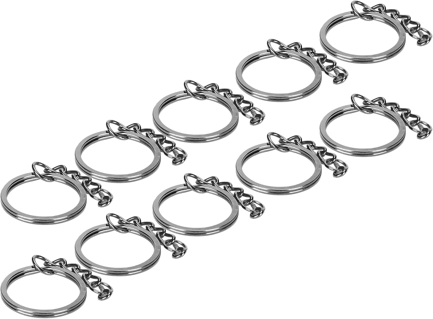 Zerodis Key Ring Chain Eye Screw, Metal Jewelry Accessory, 10pcs, 2 Colors, 3 Sizes, Portable (φ30mm【10 Pieces】)