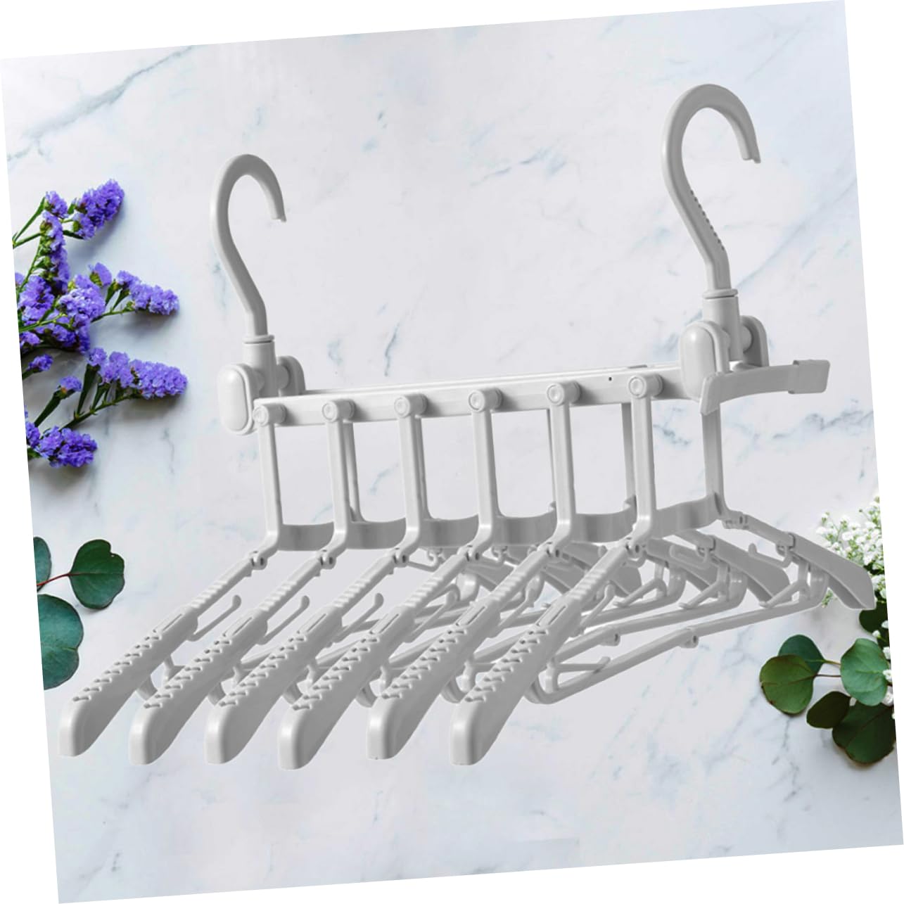 Ciieeo 1PC Foldable Clothes Rack Telescopic Clothing Storage Hanger Space Saving Wardrobe Organizer for Home Hotel Design Portable Lightweight Grey