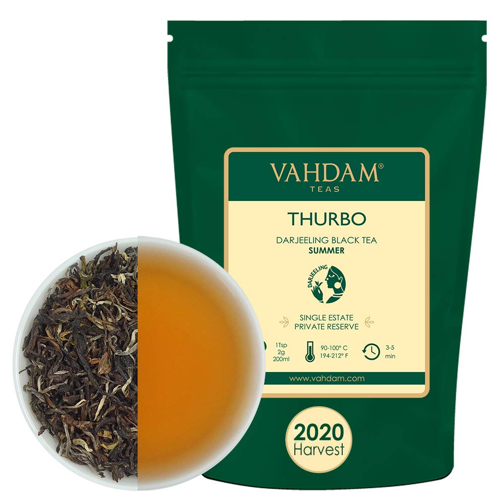 VAHDAM, Thurbo Moonlight Darjeeling Second Flush Black Tea 2020 | 100g , 100% Pure Hand-Picked Loose-Leaf Tea | Fresh Summer Harvest 2020 | Brews 50+ Cups