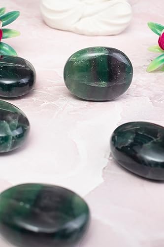 Miniatura 6 de Piedra de palma de fluorita múltiple de 55 a 2.362 in, piedra de preocupación, curación de chakras, reiki, piedra pulida, bolsillo tallado a mano y