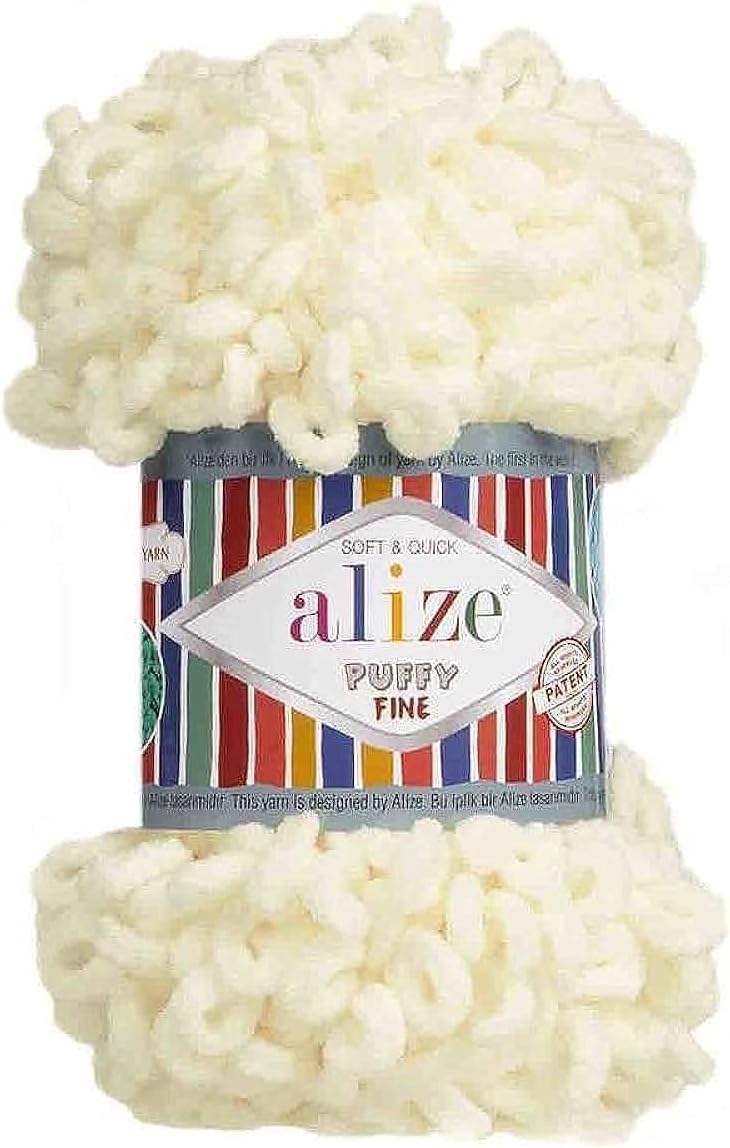 Puffy Fine Hand Knitting Yarn (Light Cream No. 62)