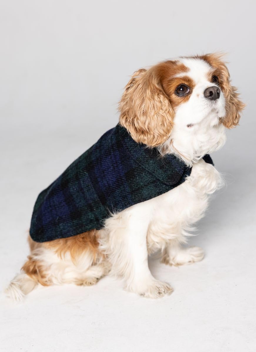 The Scotland Kilt Company Harris Tweed® Dog Coat in Black Watch - Country Pet Stylish Winter Jacket - Comfortable Canine Outfit - Size 3