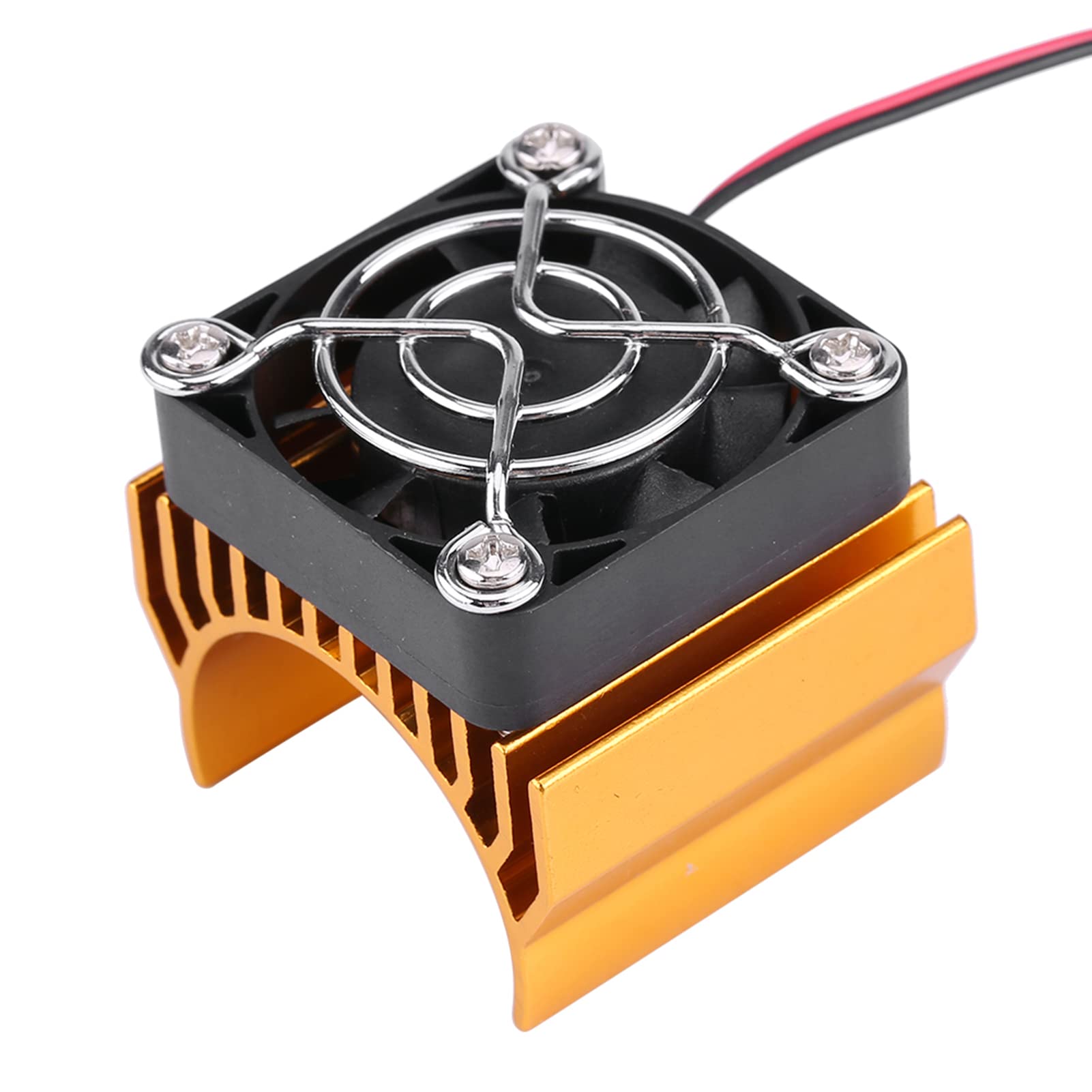 Motor Heat Sink with Cooling Fan,540 550 3650 Motor Heat Sink with Cooling Fan, Heat Dissipation for 1/10 Scale Electric RC Car 540/550 / 3650 Motor (Gold)