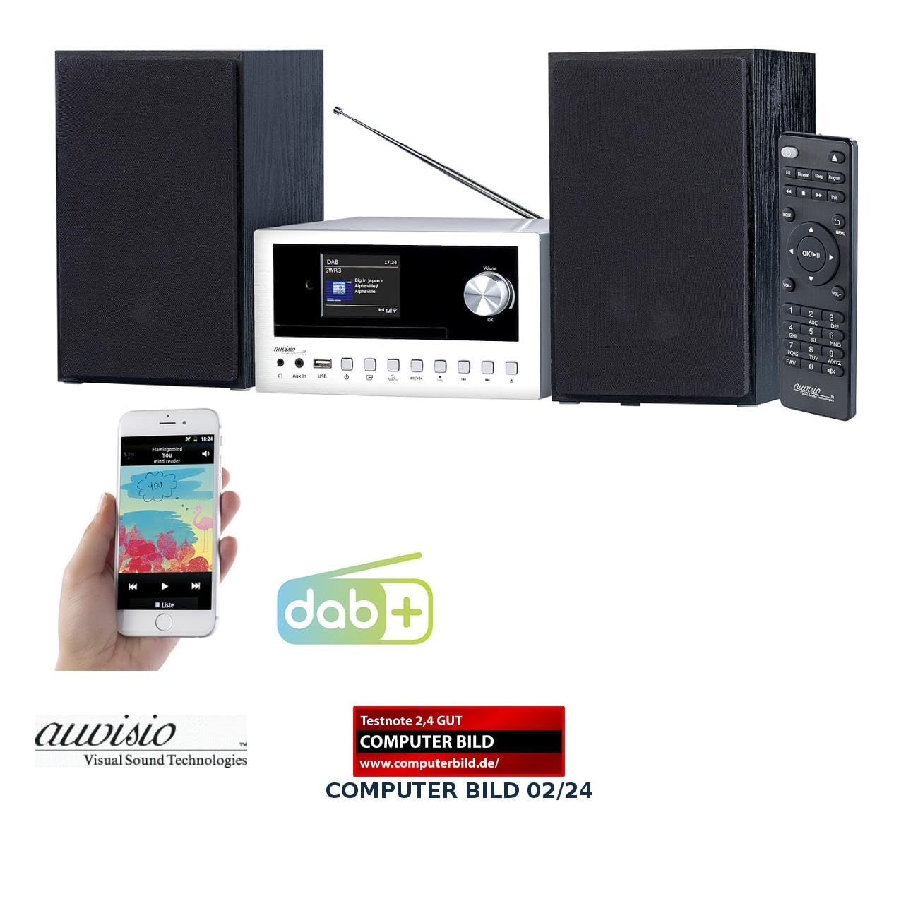 auvisio Microanlage: Micro-Stereoanlage mit Webradio, DAB+, FM, CD, Bluetooth, USB, 100 W (Kompaktanlage, DAB Anlagen, Web)