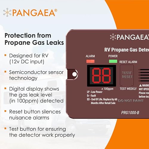Miniatura 13 de PANGAEA Detector digital de gas propano RV con alarma fuerte de 85 dB, CC 12 V, para remolque, autocaravana, autocaravana