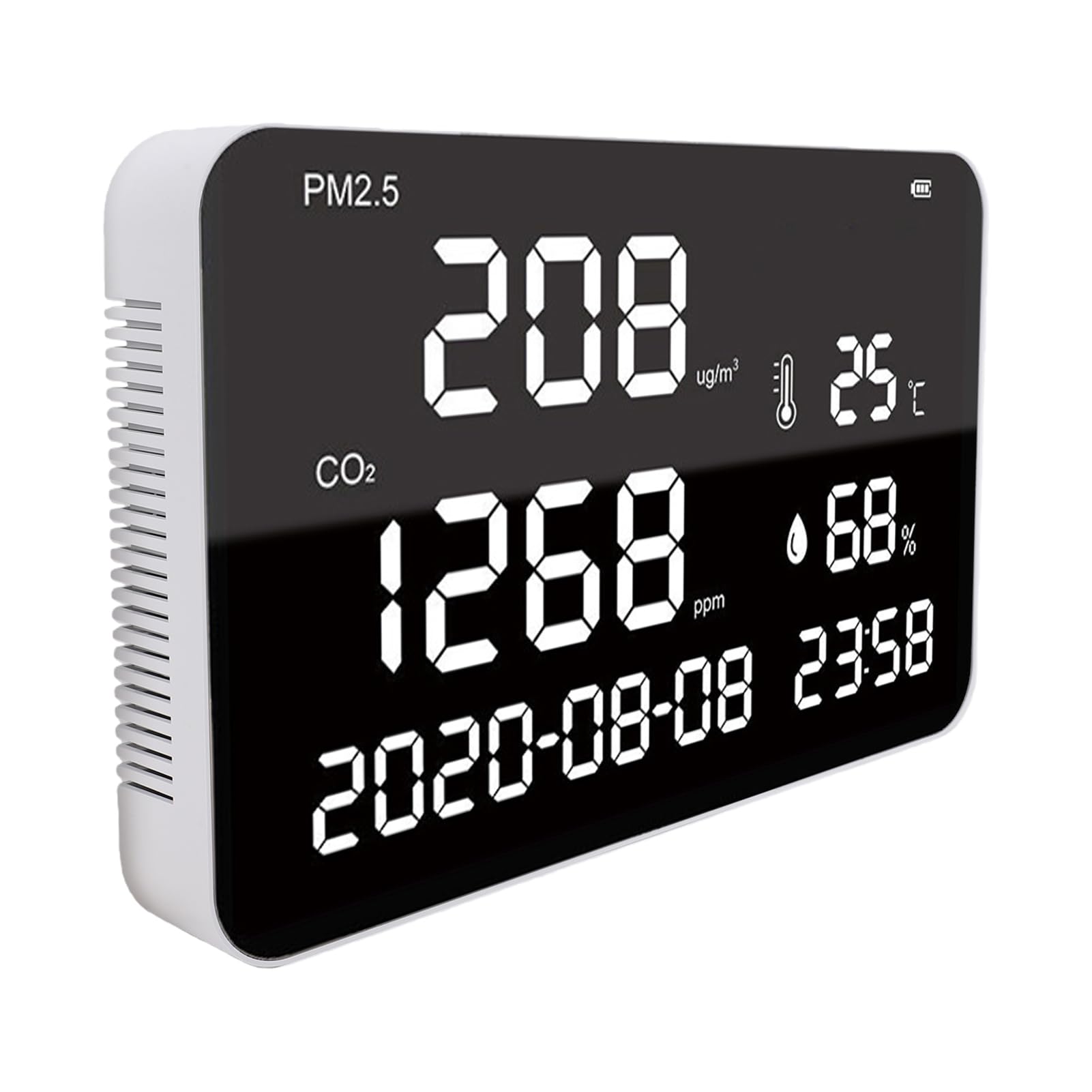 Fafeicy Monitor de Calidad del Aire Interior, Detector de CO2 Montado en la Pared ABS con Sensor NDIR, 400 a 5000 Ppm, Pantalla de Humedad de Temperatura PM2.5 para Dormitorio, Cocina,