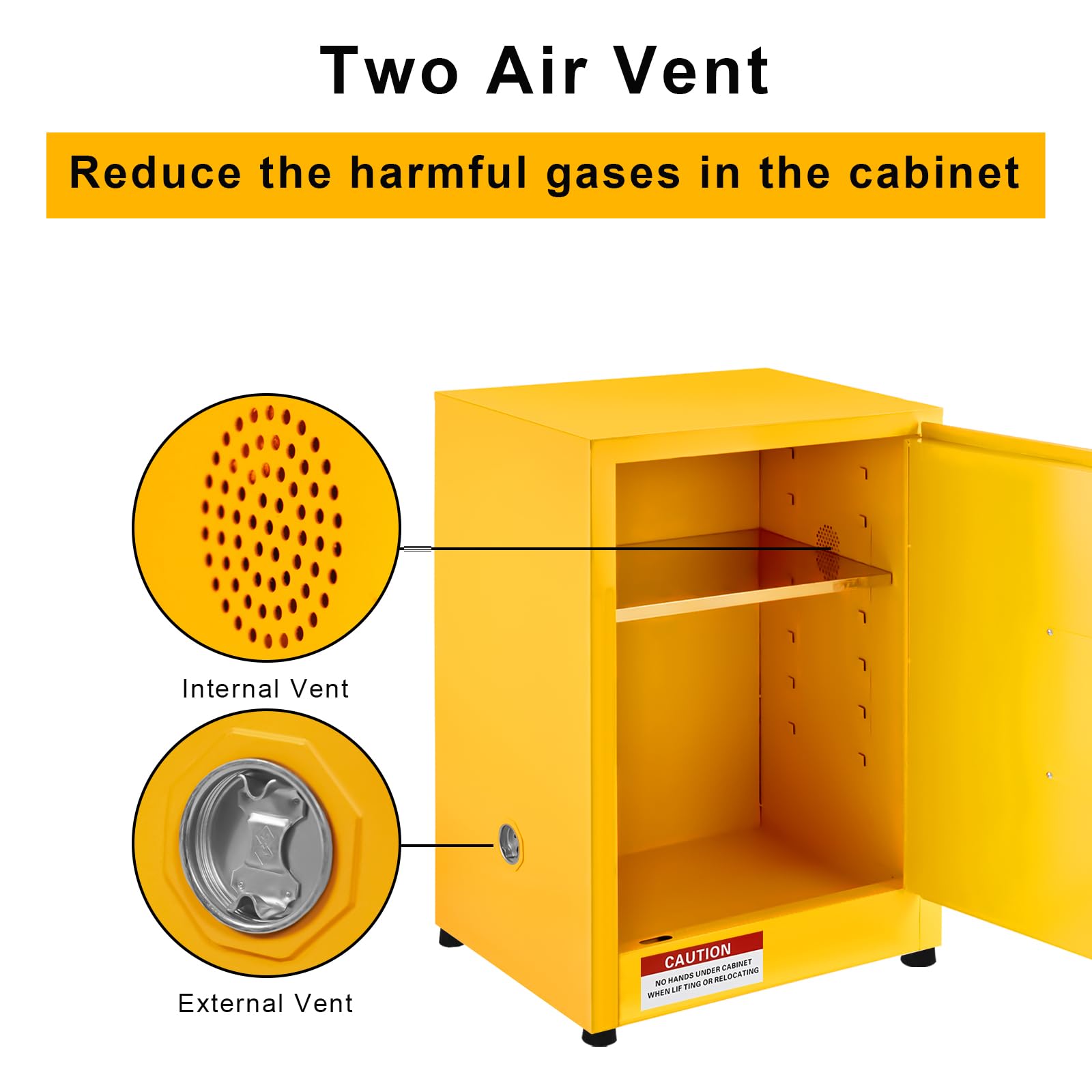 GarveeTech Armario de metal de 43 x 43 x 46 cm, armario de seguridad ignífugo con cerradura, armario de acero de doble pared con ventilación para taller, industria, pequeño armario de materiales