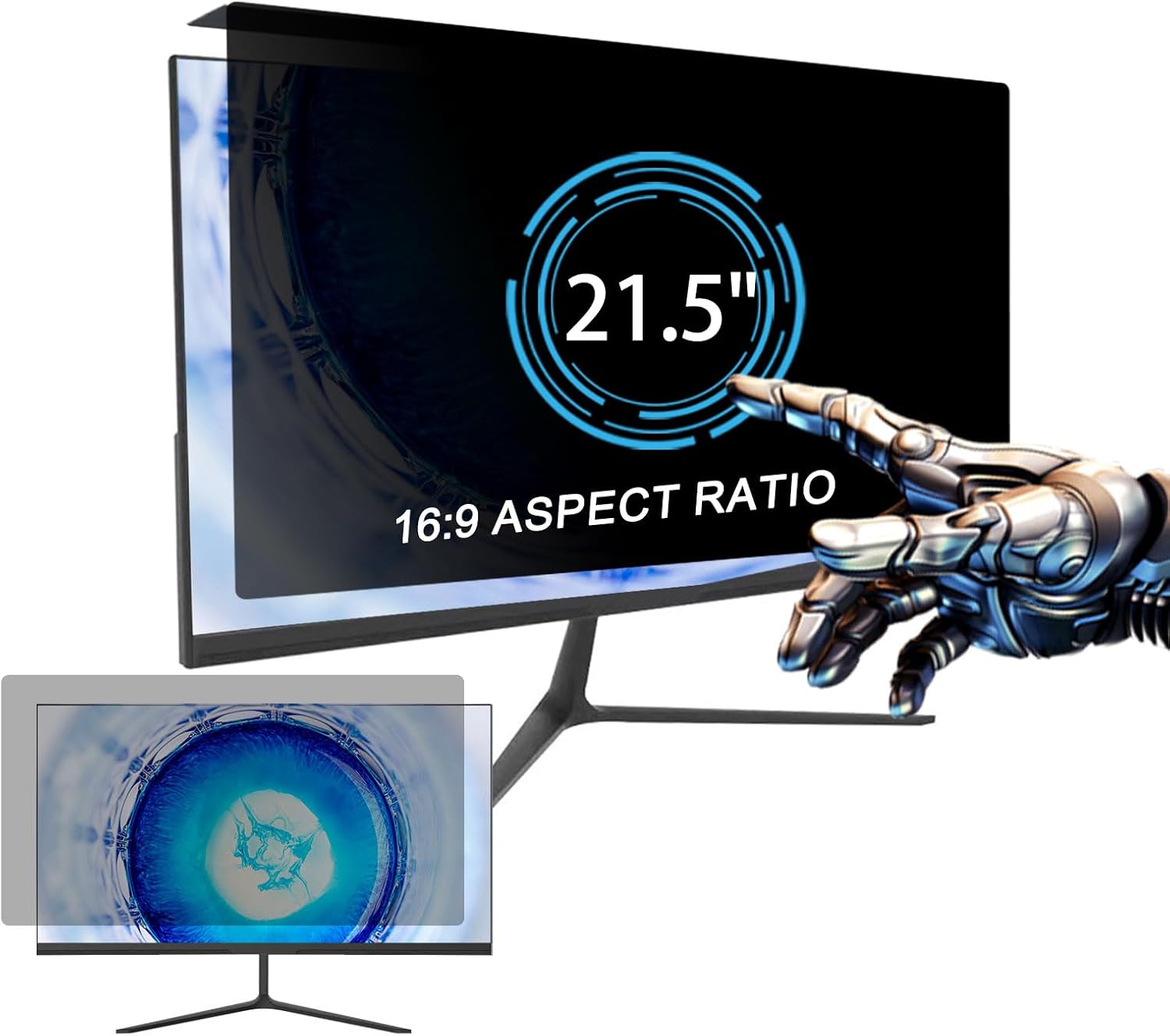 21.5 Inch Computer Privacy Screen Filter for 16:9 Widescreen Monitor, Anti-Blue Light Indicator Filter, Anti Glare Protector Shield, Removable Hanging Monitor Panel (19.37X11.33 inch)
