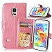 Produktbild Nancen Compatible with Handyhülle Galaxy S5 Mini/SM-G870 (4,5 Zoll) Lederhülle Neu Style Acht Farbe Weich PU Flip Case Ledertasche/Schutz Etui, Karten Slot Foto Wallet Hülle
