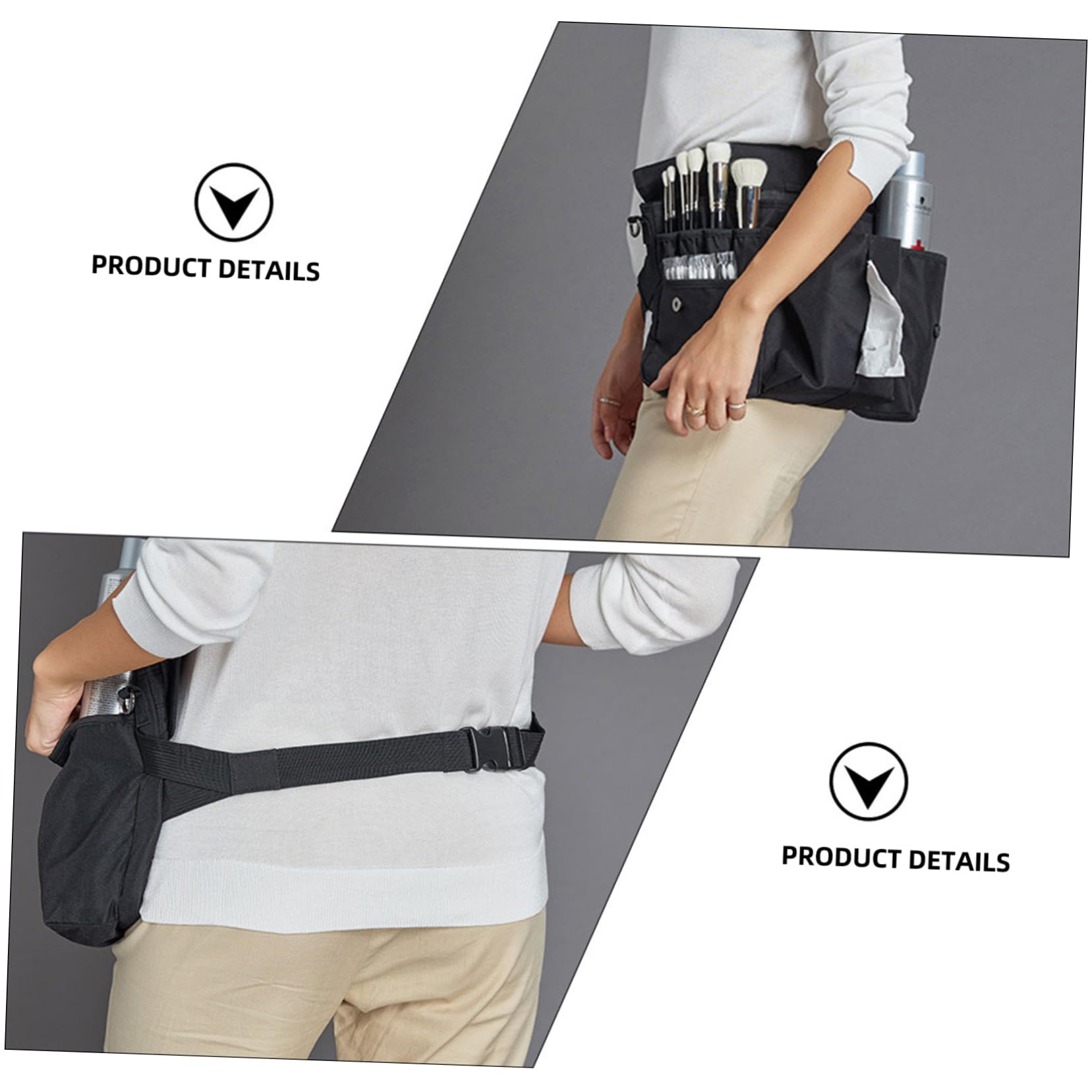 Mikinona Schwarzes Kosmetikmäppchen aus Canvas mit Großer Kapazität und Wasserdichtem Design Tragbare Tasche mit Gürtel für Make Up Pinsel und Kosmetikaufbewahrung