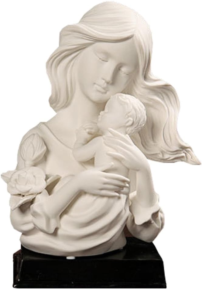 White Porcelain Statues Character Sculpture Home Decorations Mother Holding Baby