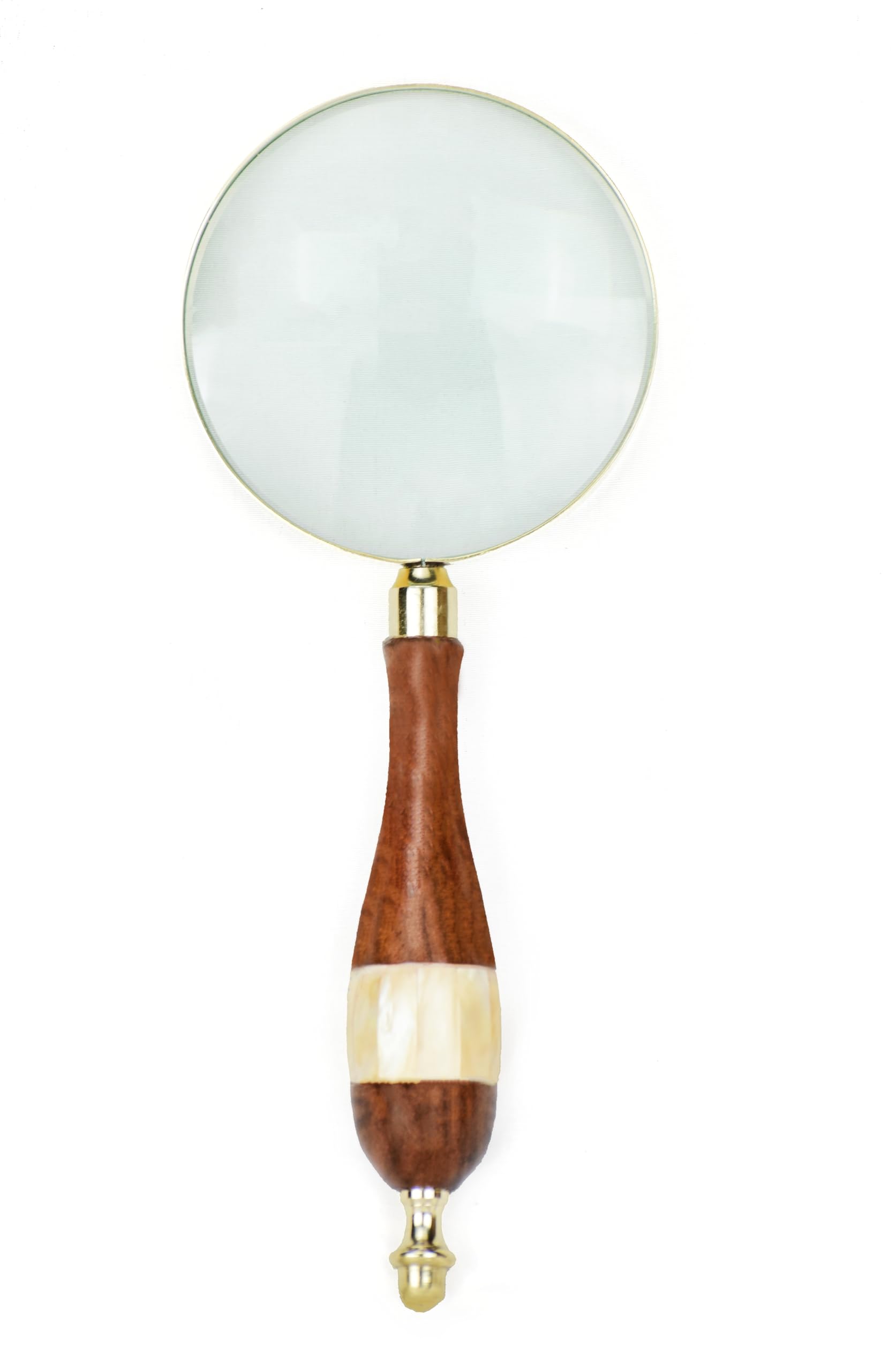Antique Magnifying Glass 10X Reading Wooden Magnifier with Hand-Crafted Wooden Handle for Reading Book & Inspection