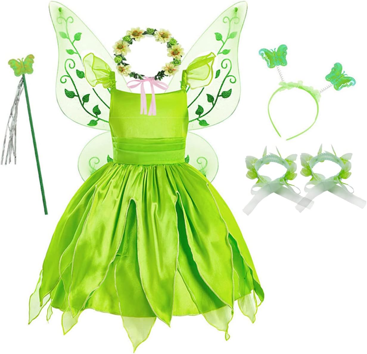 BLOOMIRO Tinkerbell Costume for Girls Princess Dress Birthday Party Halloween Costume Cosplay Dress up for Little Girls