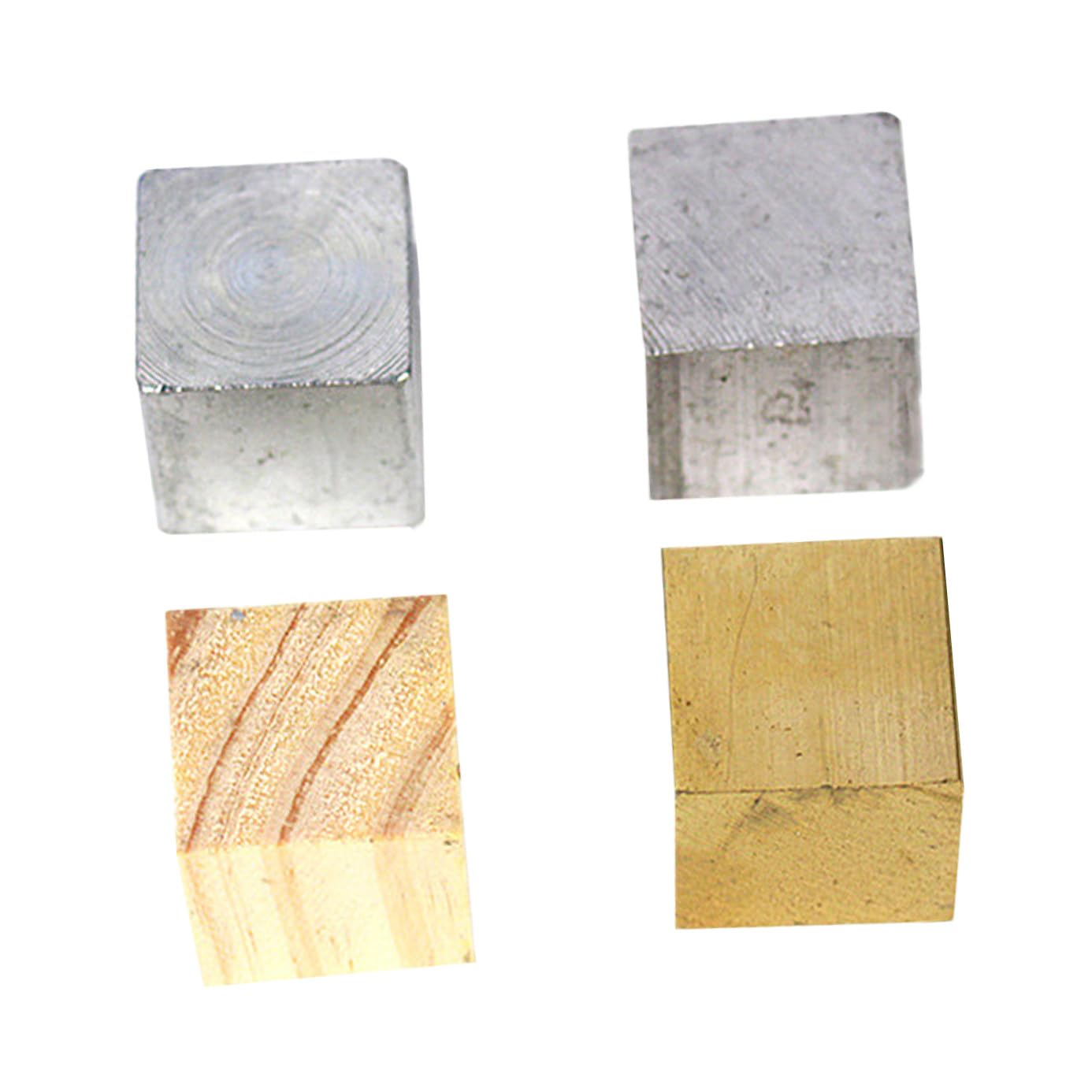 PRETYZOOM Lot de 4 Blocs de Densité en Cuivre, Fer, Aluminium et Bois Kit Scientifique Éducatif pour Expériences de Physique, Instrument Pédagogique pour Collège, Bloc Métallique Éducatif