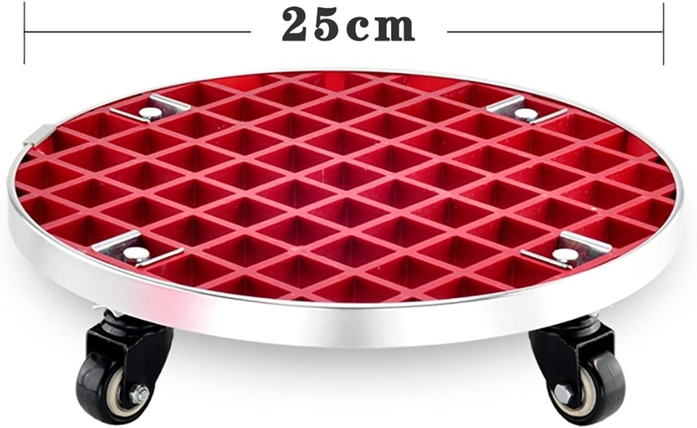 Metal Plant Caddy with Wheels for Indoor Flower Pot Rack Planter Trolley with 360° Rotatingers Rolling Tray/Red/40Cm,Red-25Cm