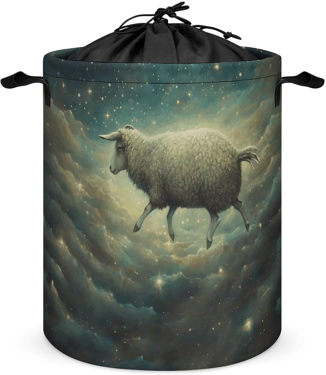 Laundry Basket Laundry Bag Sheep Are Flying Printed Foldable Laundry Basket with Easy Carry Handles for Clothes Towels in The Family And Dorm