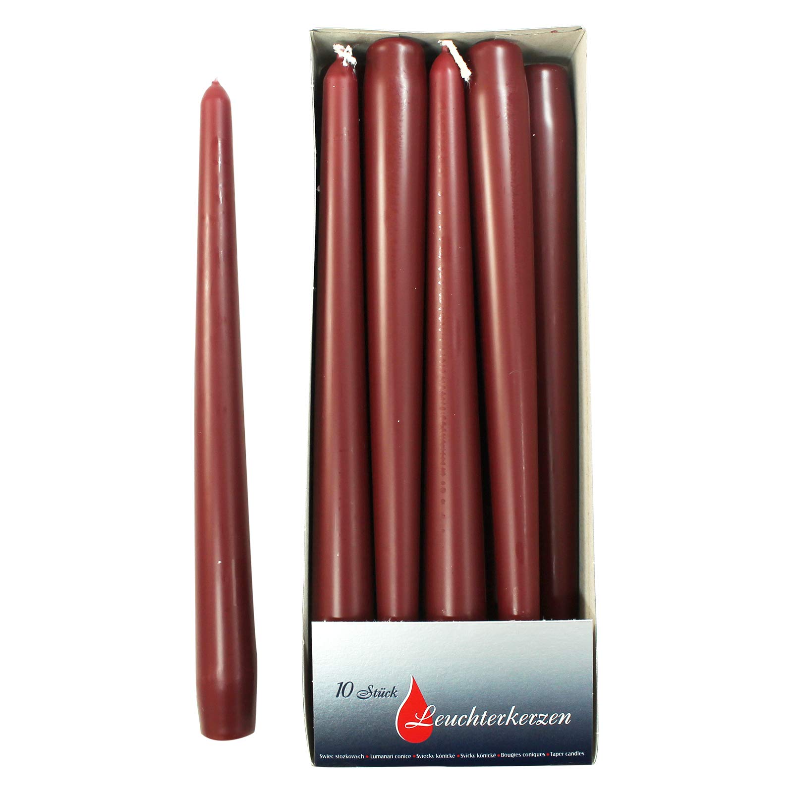 Ebersbacher KerzenTapered Candles Burgundy Approx. 22 x 240 mm Pack of 10