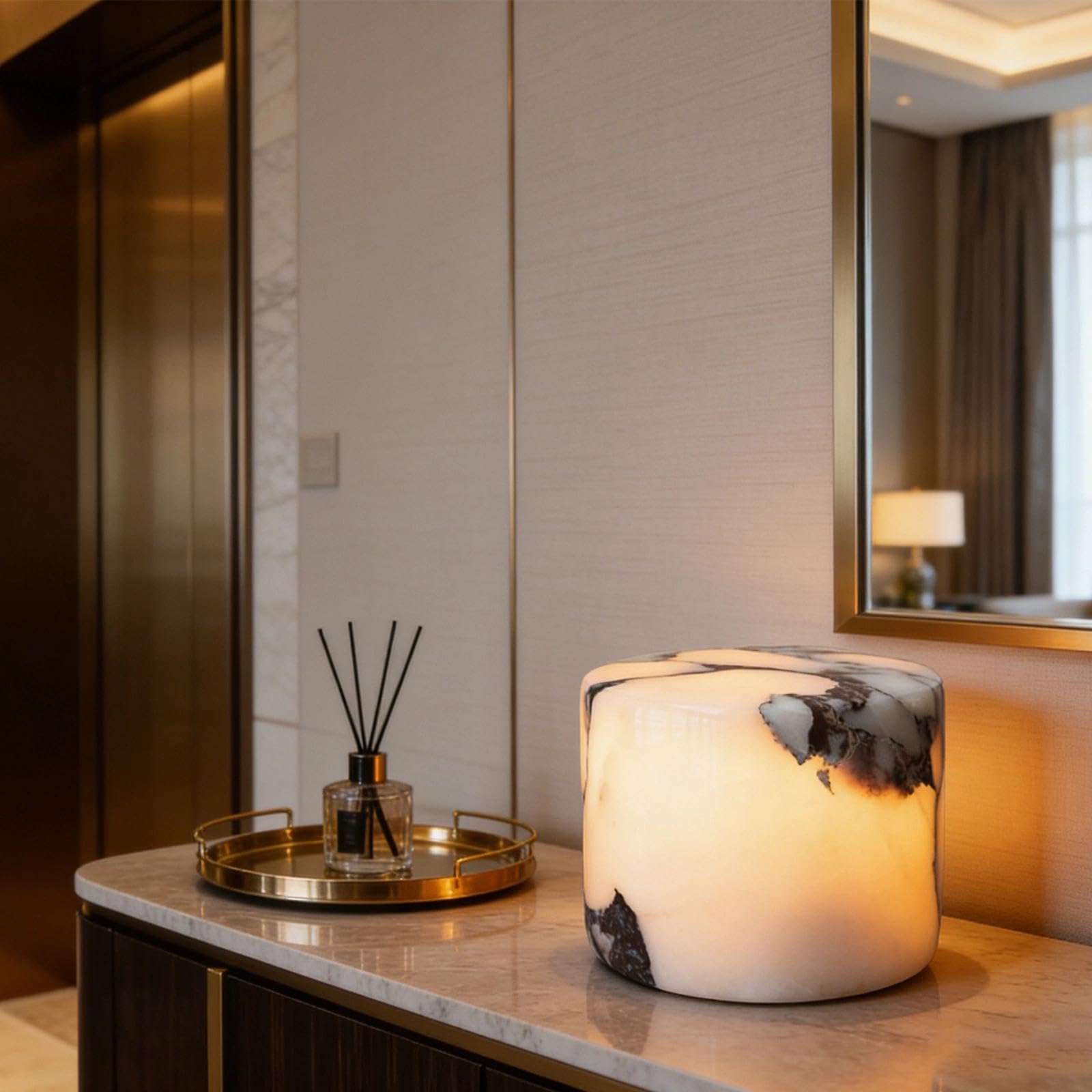 marmor-nachtlicht mit touch-steuerung,marble light,marmor lampe touch,Wiederaufladbare Stein Tischlampe mit Mehrfarbige Lichtmodi,Modern LED Tischleuchte Kabellos für Schlafzimmer Wohnzimmer(A)