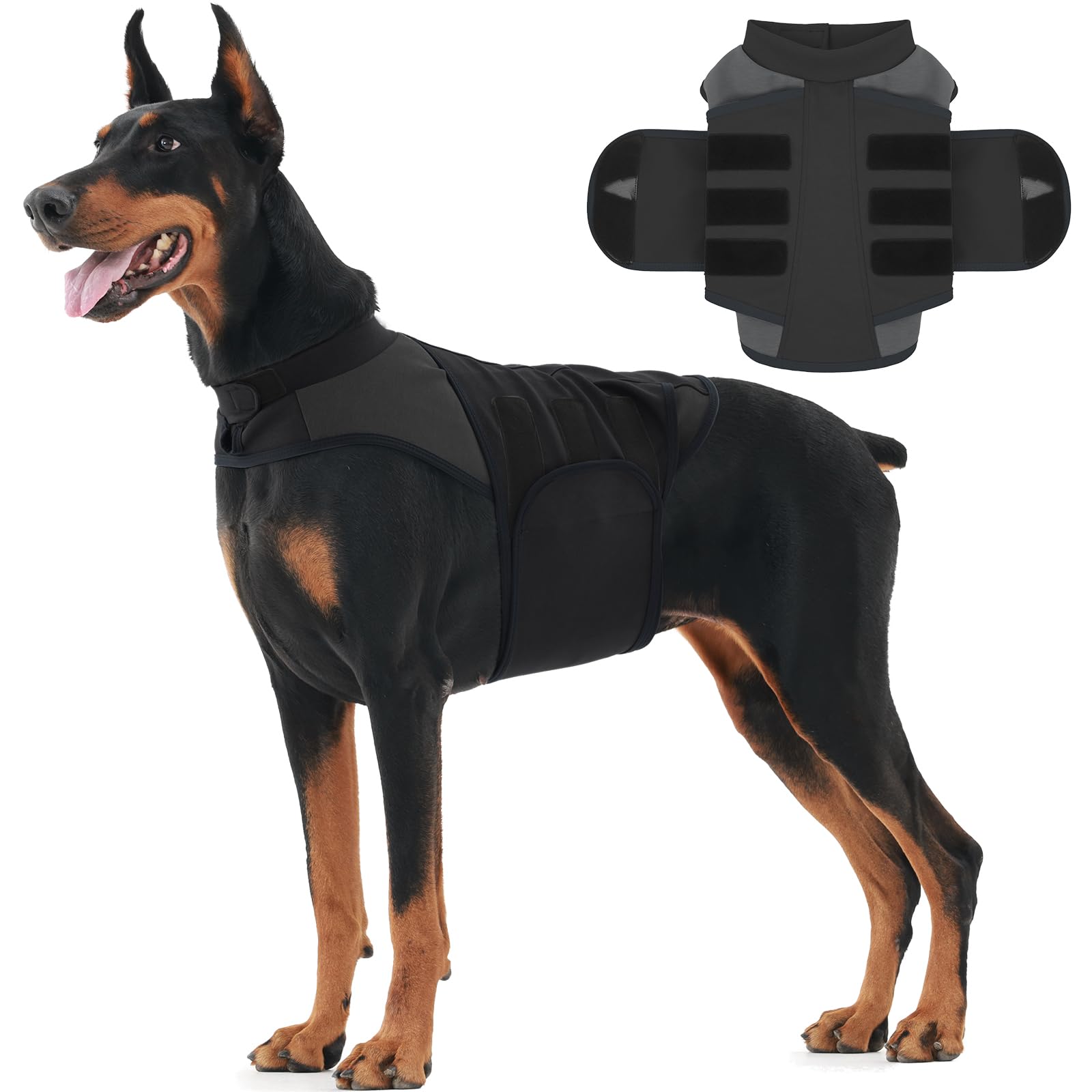 IECOii Chaleco de alivio de ansiedad para perros, camisa ajustable para perros, envoltura calmante ajustable para ansiedad por separación, tormentas eléctricas, fuegos artificiales, estrés de viaje
