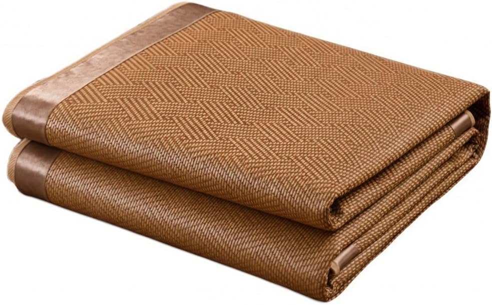 Summer Bamboo Cooling Bed Mat, Foldable Dormitory Mattress, Sweat-Absorbing Sleeping Pad, Lightweight Bedding for Home & School (M)