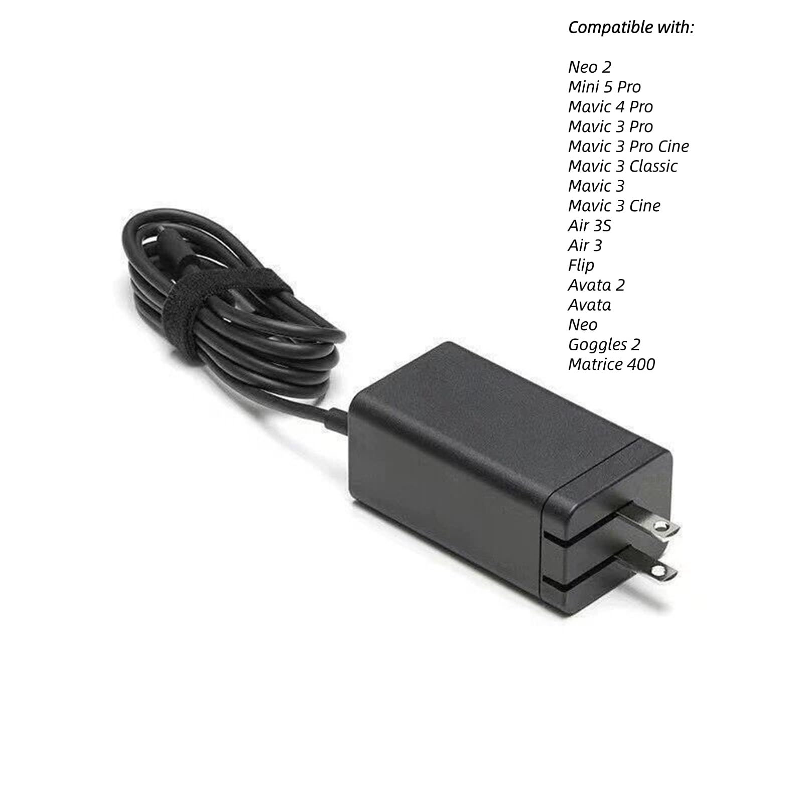 65 W USB C Oplader Compatibel met DJI Avata, Mini 4K, Mini 4 Pro, Mavic 3 Pro Cine, Mavic 3 Classic, Air 3 Fly, RC 2, Avata 2, Lunettes 2 Adapter Type C