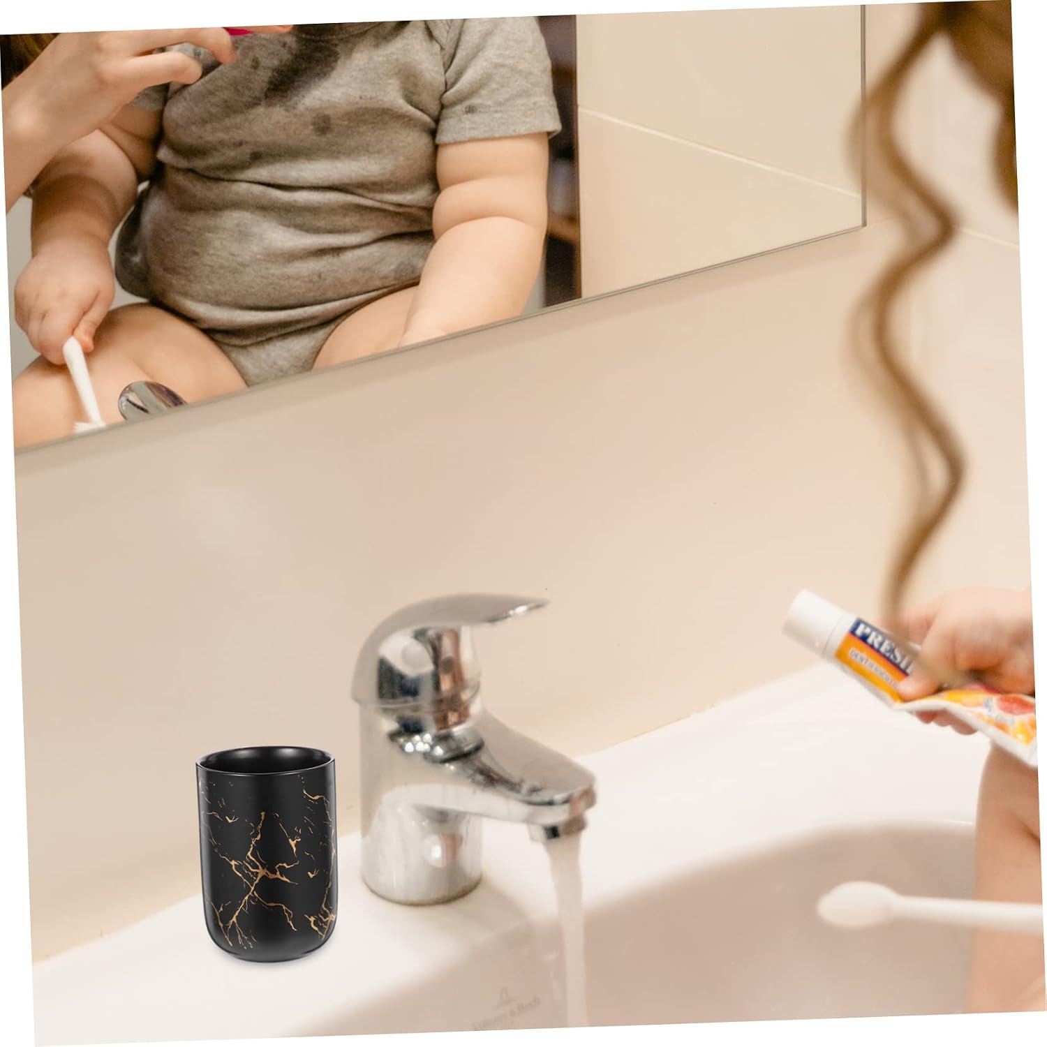 Marble Pattern Toothbrush Cup Ceramic Mouthwash Mug for Bathroom Storage Portable Gargling Tumbler for Home Travel Multipurpose Organizer for Oral Care