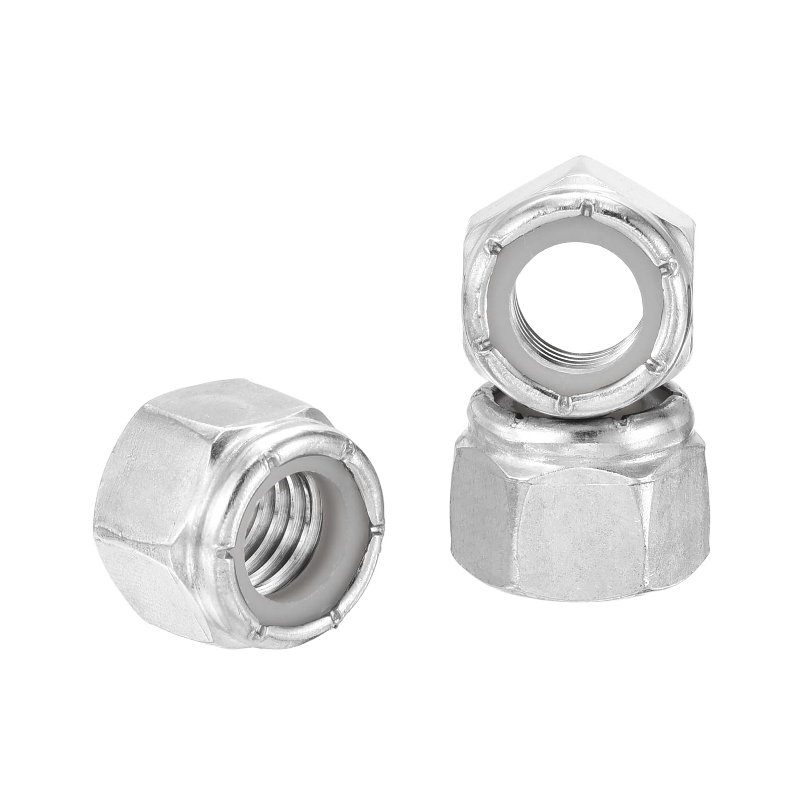 Kozelo 35Pcs Nylon Locking Hex Nuts - [1/2"-13], 304 Stainless Steel Hardware Nuts, Silver, for Automotive, Aerospace, Industrial Applications Use