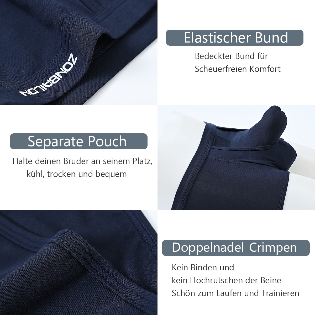 Herren Boxershorts Bambus Trunk Unterwäsche Atmungsaktive Weiche Retroshorts Männer Short Leg Unterhosen