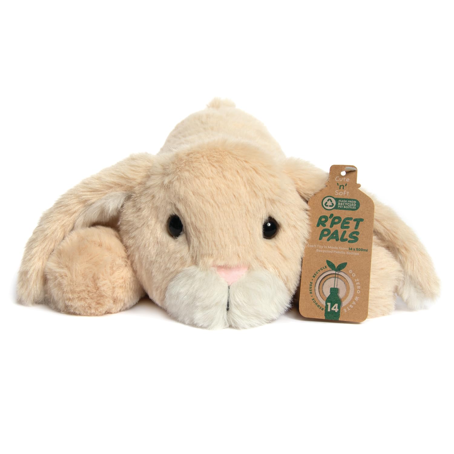 Lesser & Pavey Rpet Pals Binky Laying Bunny Teddy For Kids | Made Up of Recycled Bottles | Stuffed Animal Soft Toys | Ideal For Birthday or Baby Gift