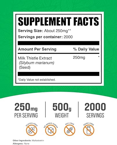 Miniatura 7 de BulkSupplements com Extracto de cardo mariano en polvo suplemento de apoyo hepático cardo mariano de silimarina cardo mariano para perros suplemento