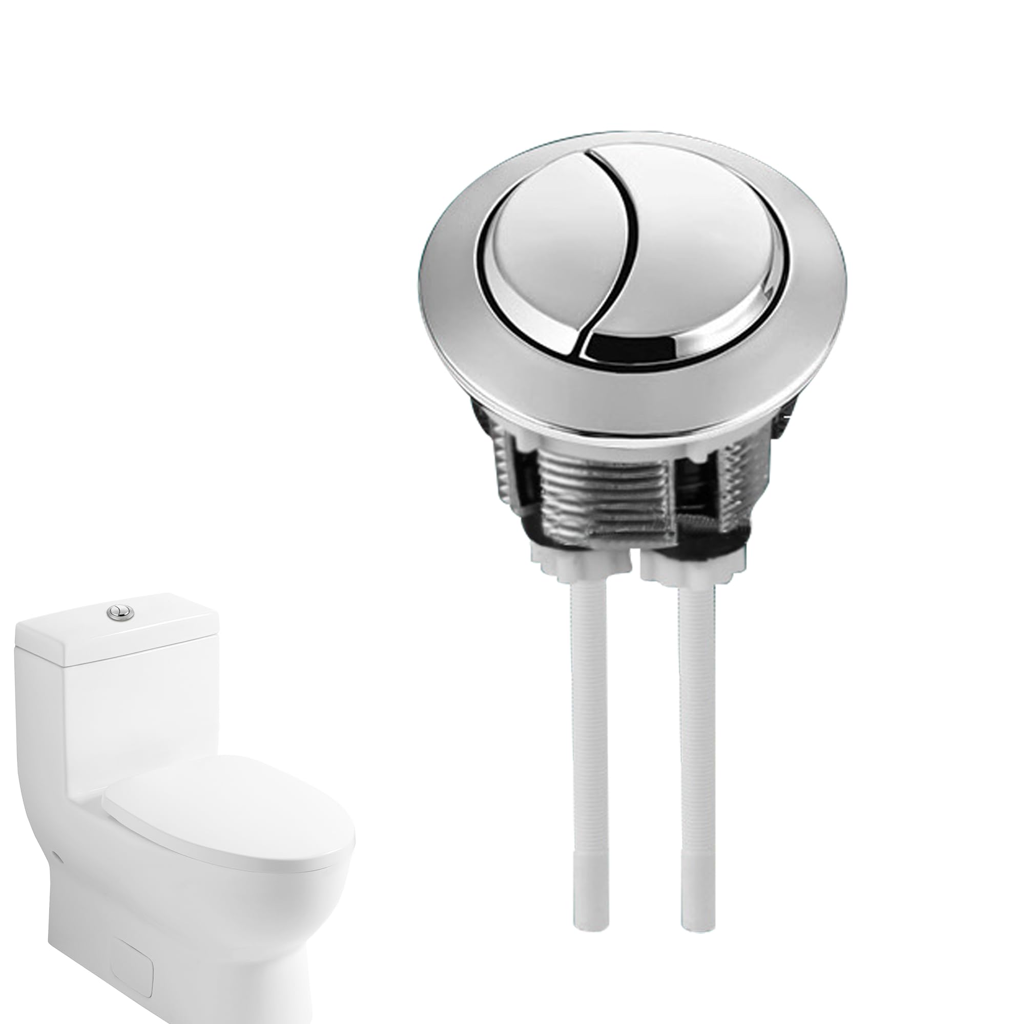 Bansusu 1Pc Toilet Flush Button Replaceable Round Head Toilet Button Flush Simple Operation Dual Toilet Push Button Easily Installed Replacement Accessories for Bathroom Toilet Water Tank Repair