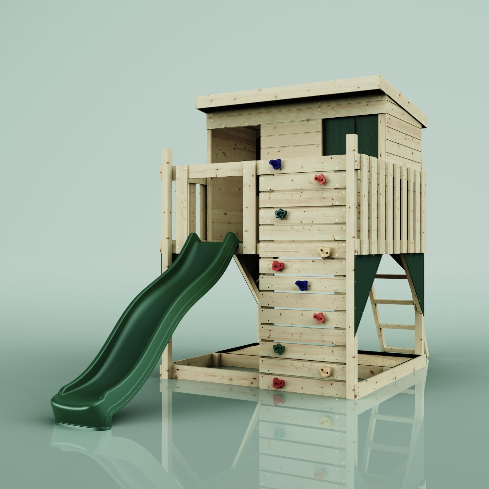 PolarPlay Stelzenhaus Polarstern aus Holz in Grün