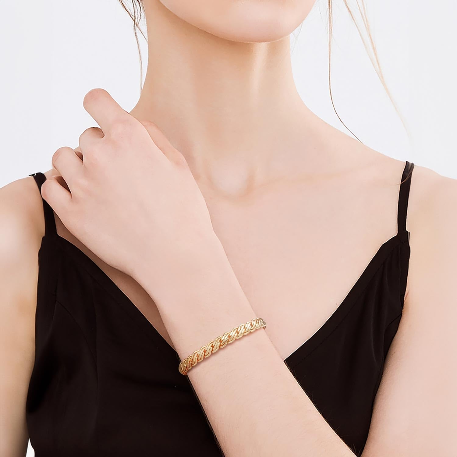 Gold Bracelets 14K Gold Bracelets for Women Rope or Braided Bracelet for Women Dainty Chain Mens Womens Bracelet 6.5/7/7.5/8/9in - Image 4